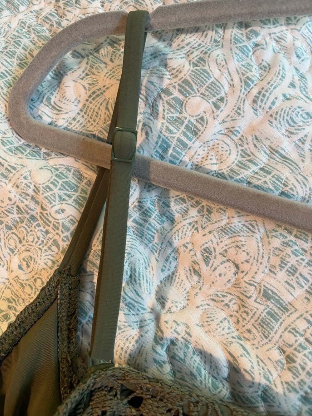 Aerie- Olive Green Crochet Cutout One-Piece Swimsuit - Picture 4 of 6
